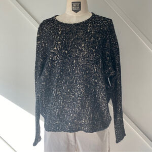 Obakki Black and Cream Wool Blend Long Sleeve Top - XS